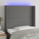 vidaXL Κεφαλάρι κρεβατιού με LED, σκούρο γκρι, 93x16x118/128 εκ., ύφασμα