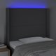 vidaXL Κεφαλάρι κρεβατιού με LED, σκούρο γκρι, 93x16x118/128 εκ., ύφασμα