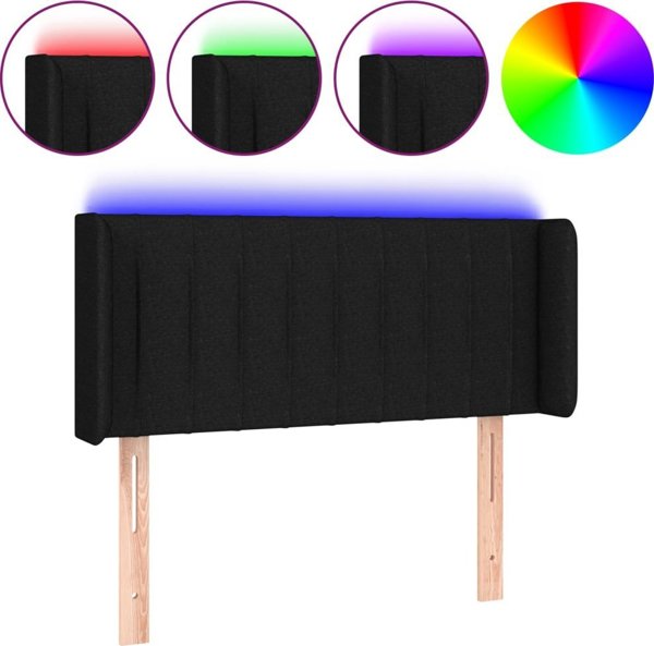vidaXL Κεφαλάρι κρεβατιού με LED, μαύρο, 103x16x78/88 cm, ύφασμα