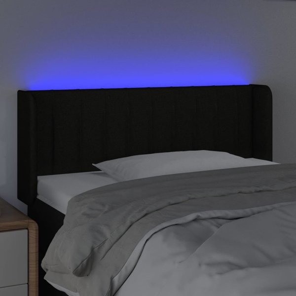 vidaXL Κεφαλάρι κρεβατιού με LED, μαύρο, 103x16x78/88 cm, ύφασμα