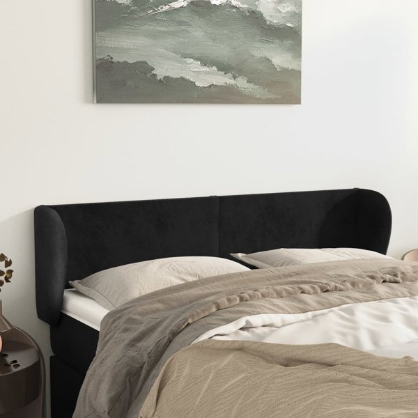 vidaXL Zaglowek uszak μαύρο 147x23x78/88 εκ βελούδο
