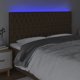 vidaXL Προσκέφαλο για κρεβάτι με LED, σκούρο καφέ, 180x7x118/128 cm, ύφασμα