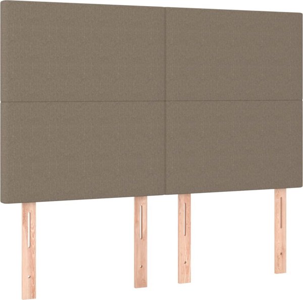 vidaXL Lozko kontynentalne με στρώμα, taupe, ύφασμα, 140x190 cm