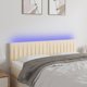 vidaXL Κεφαλάρι κρεβατιού με LED κρεμ 144x5x78/88 εκ ύφασμα