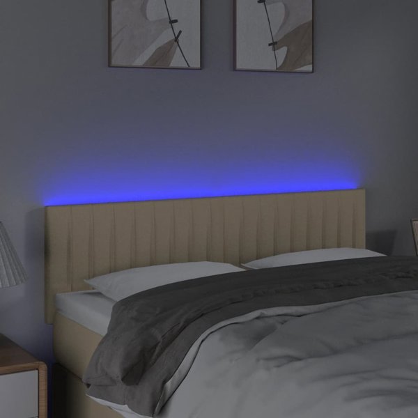 vidaXL Κεφαλάρι κρεβατιού με LED κρεμ 144x5x78/88 εκ ύφασμα