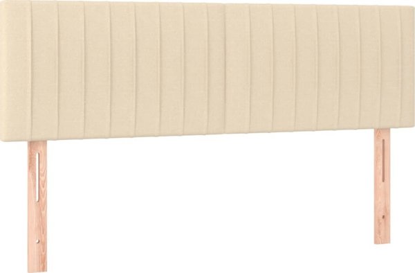 vidaXL Κεφαλάρι κρεβατιού με LED κρεμ 144x5x78/88 εκ ύφασμα