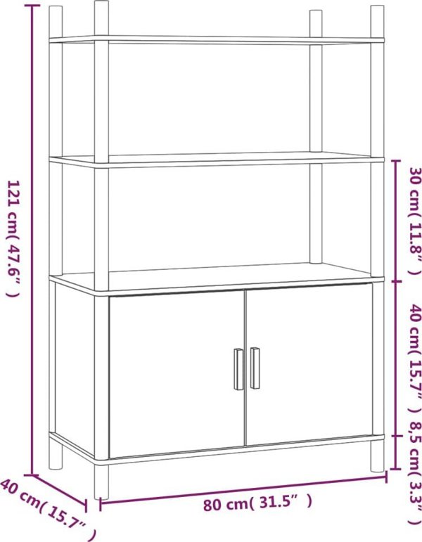 vidaXL Υψηλή ντουλάπα, μαύρη, 80x40x121 εκ., υλικό ξύλου