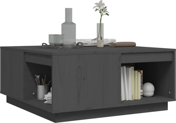 vidaXL Stolik kawowy, szary, 80x81x36,5 cm, lite drewno sosnowe