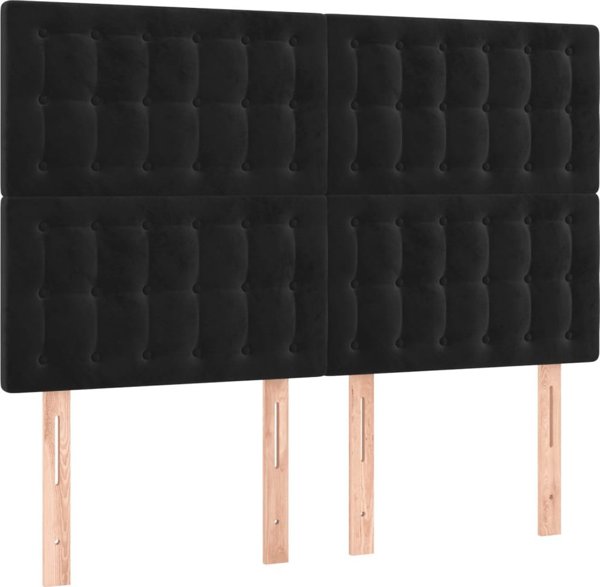 vidaXL Λύκο kontynentalne με στρώμα, μαύρο, βελούδο, 140x190 cm