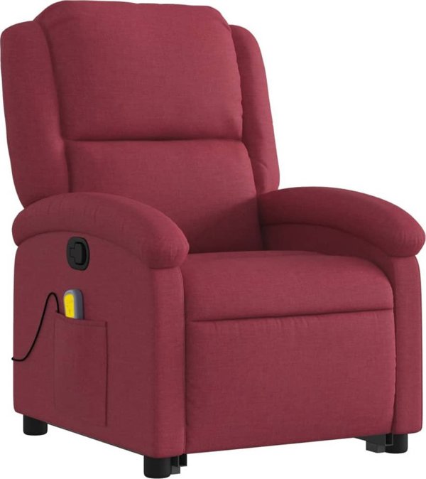 vidaXL Ανασηκωμένη αναδιπλούμενη καρέκλα μασάζ, βουργουνδί, με ύφασμα