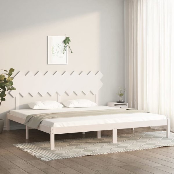 vidaXL Rama lotzka, biala, 200x200 cm, lite drewno