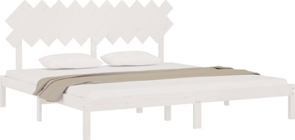 vidaXL Rama lotzka, biala, 200x200 cm, lite drewno