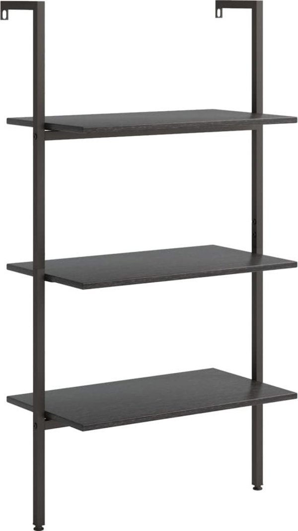 vidaXL Ραφιέρα σκάλα με 3 ράφια, μαύρη, 64x35x120,5 εκ.