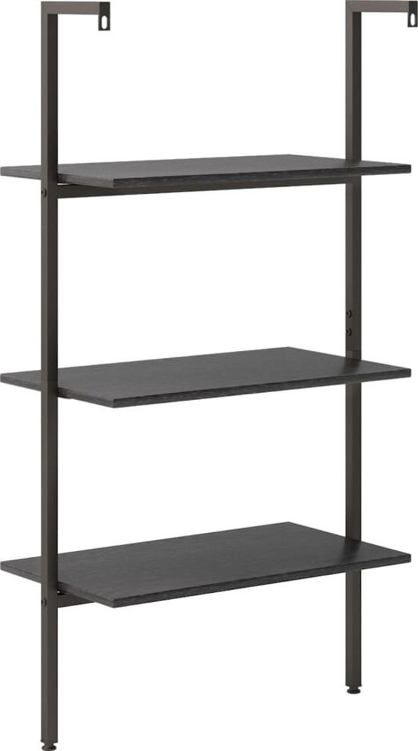 vidaXL Ραφιέρα σκάλα με 3 ράφια, μαύρη, 64x35x120,5 εκ.