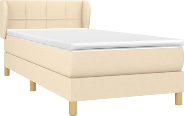 vidaXL Κρεβάτι τύπου continental με στρώμα, κρεμ, ύφασμα, 100x200 cm