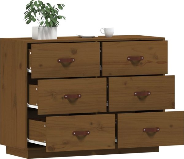 vidaXL συρταριέρα μελί καφέ 60x34x75 cm από μασίφ ξύλο πεύκου