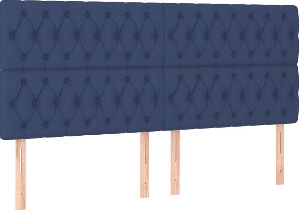 vidaXL Κοντινεντάλ κρεβάτι με στρώμα, μπλε 200x200 cm, ύφασμα