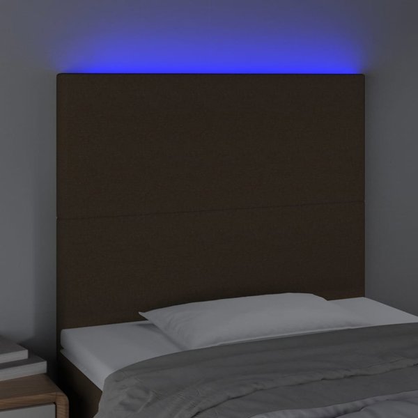 vidaXL Zaglowek do lozka me LED ciemnobrazowy, 90x5x118/128 cm tkanina