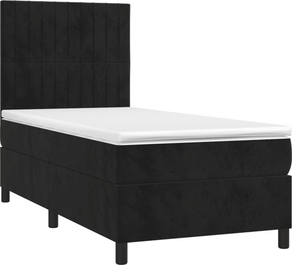 vidaXL Kρεβάτι kontynentalne με στρώμα, μαύρο, ακαμίσιο, 90x190 cm