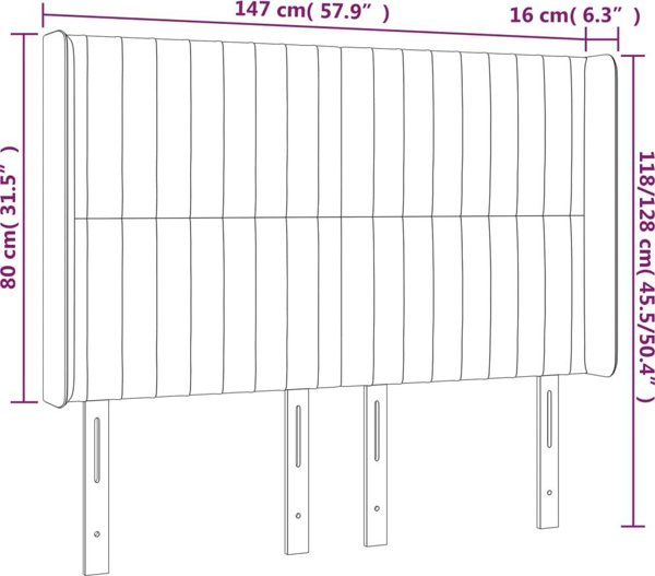 vidaXL Zaglowek do lozka z LED, niebieski, 147x16x118/128 cm, tkanina