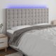 vidaXL Τεταρτωτό κεφαλάρι κρεβατιού με LED, ανοιχτό γκρι, 200x5x118/128 εκ ύφασμα