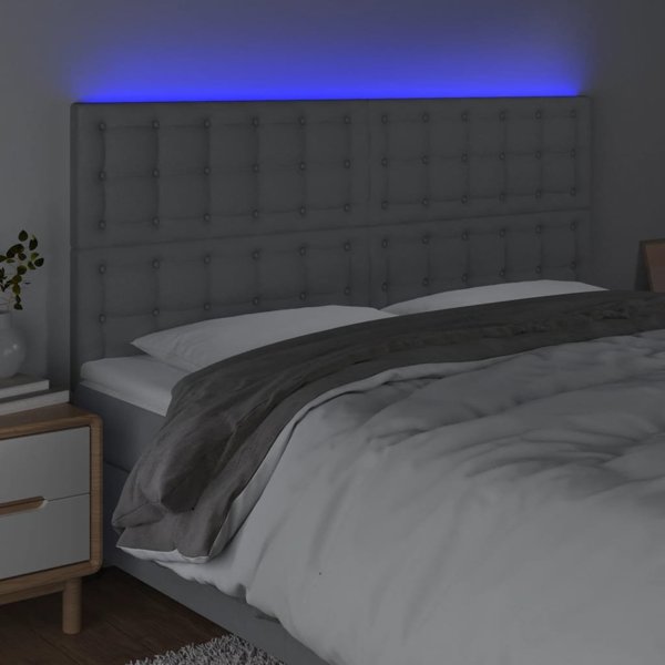 vidaXL Τεταρτωτό κεφαλάρι κρεβατιού με LED, ανοιχτό γκρι, 200x5x118/128 εκ ύφασμα