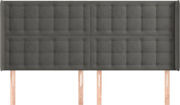 vidaXL Zaglowek uszak, ciemnoszary, 183x16x118/128 cm, aksamit