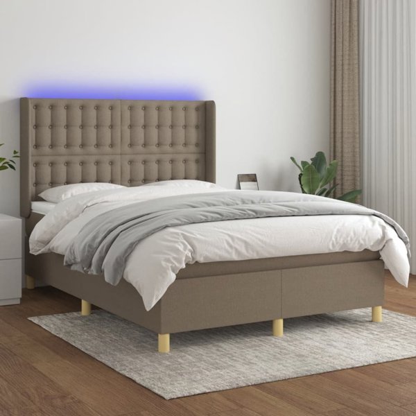 Κρεβάτι kontynentalne με στρώμα vidaXL, taupe, 140x190 cm, ύφασμα