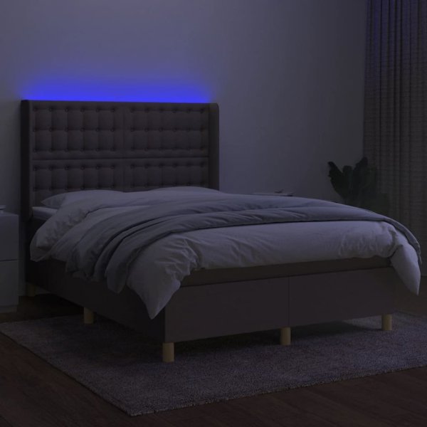 Κρεβάτι kontynentalne με στρώμα vidaXL, taupe, 140x190 cm, ύφασμα