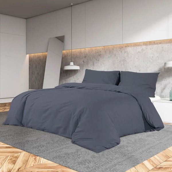 vidaXL Σετ Λευκοσινών, Ανθρακί, 260x240 cm, Ελαφριά Μικροΐνα