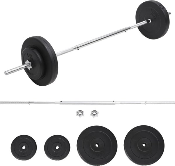 vidaXL Μπάρα γυμναστικής με σετ δίσκων 30 kg