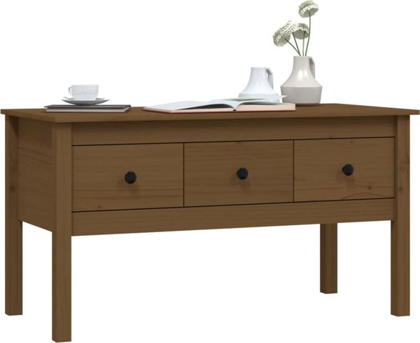 vidaXL Τραπεζάκι καφέ, μελί καφέ, 102x49x55 cm, μασίφ ξύλο πεύκου