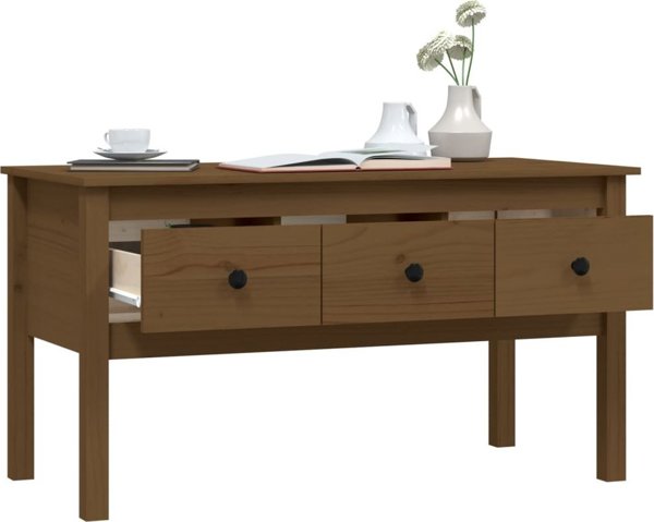 vidaXL Τραπεζάκι καφέ, μελί καφέ, 102x49x55 cm, μασίφ ξύλο πεύκου