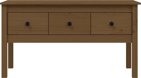 vidaXL Τραπεζάκι καφέ, μελί καφέ, 102x49x55 cm, μασίφ ξύλο πεύκου