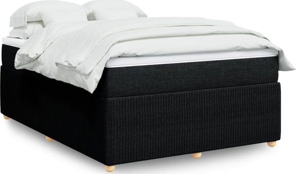 vidaXL Κρεβάτι Continental με Στρώμα, Μαύρο Υφασμάτινο, 140x190 εκ.