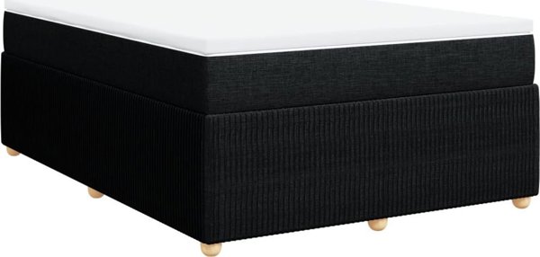 vidaXL Κρεβάτι Continental με Στρώμα, Μαύρο Υφασμάτινο, 140x190 εκ.