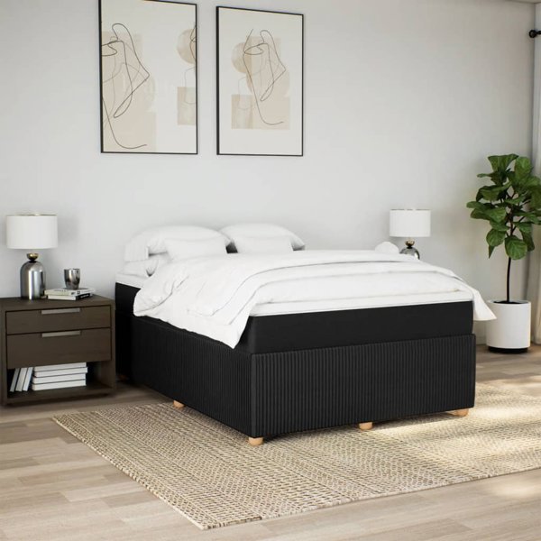 vidaXL Κρεβάτι Continental με Στρώμα, Μαύρο Υφασμάτινο, 140x190 εκ.