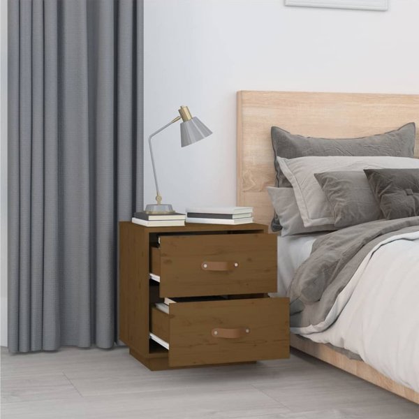 vidaXL Κομοδίνο Μελί Καφέ 40x34x45 cm από Μασίφ Πεύκο