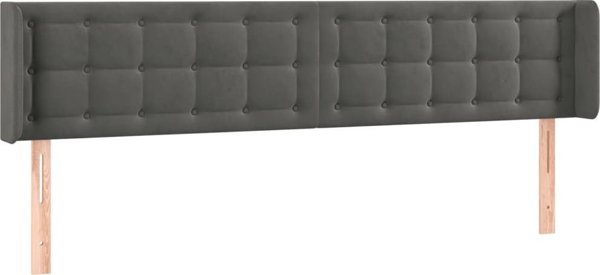 vidaXL Zaglowek do lozkou me LED, skouro gkri, 163x16x78/88 cm, aksamit