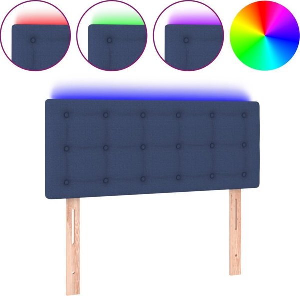 vidaXL Κεφαλάρι κρεβατιού με LED, μπλε, 100x5x78/88 cm, ύφασμα