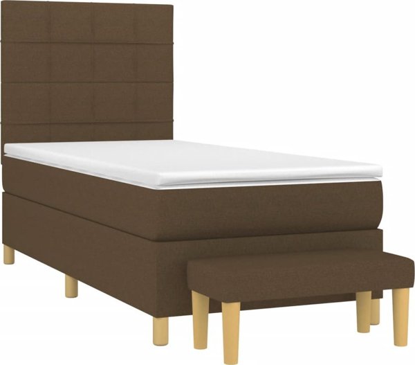 vidaXL Κρεβάτι με στρώμα, καφέ, ύφασμα, 90x200 εκ.