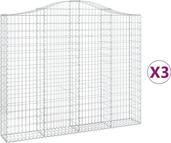 vidaXL Καλάθια γκαμπιόν, 3 τεμάχια, 200x30x160/180 εκ., γαλβανισμένο σίδερο