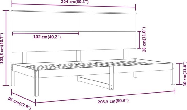 vidaXL Λευκό κρεβάτι ημέρας, 90x200 cm, μασίφ πεύκο