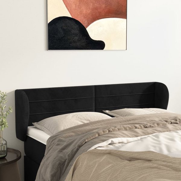 vidaXL Zaglope uszak czarny, 147x23x78/88 cm, aksamitny
