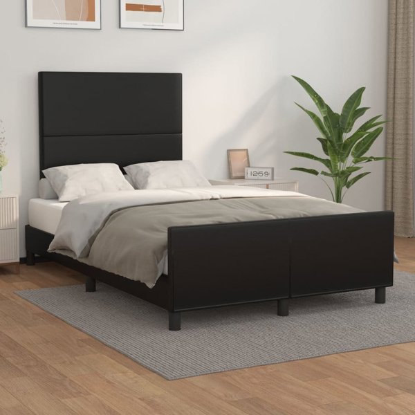 vidaXL Κιβώτιο κρεβατιού με κεφαλάρι, μαύρο, 120x200 cm, συνθετικό δέρμα