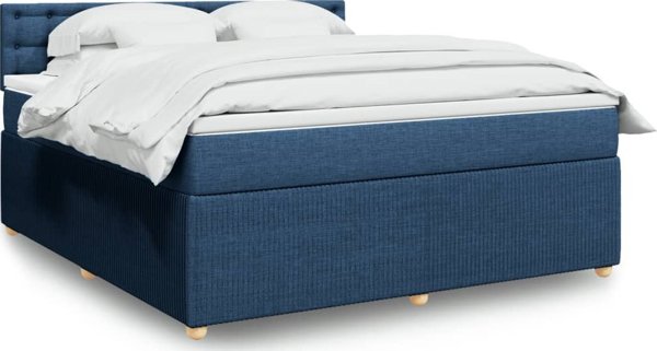 vidaXL Κρεβάτι Continental με στρώμα, μπλε, ύφασμα, 180x200 cm