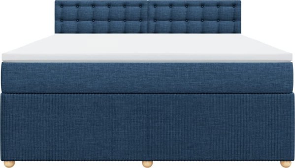 vidaXL Κρεβάτι Continental με στρώμα, μπλε, ύφασμα, 180x200 cm