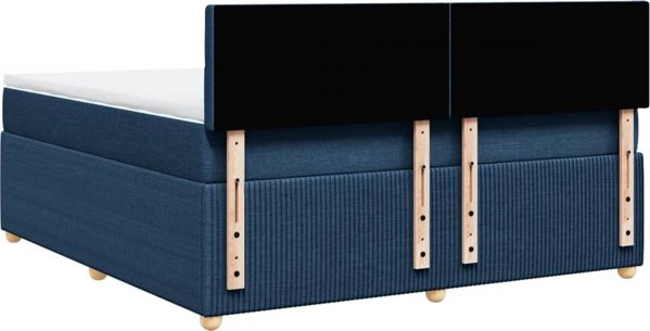 vidaXL Κρεβάτι Continental με στρώμα, μπλε, ύφασμα, 180x200 cm
