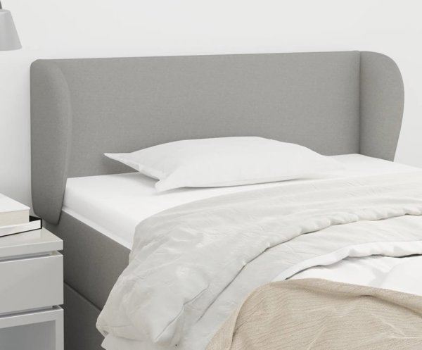 vidaXL Υποστήριγμα κεφαλής uszak, ανοιχτό γκρι, 103x23x78/88 εκ., ύφασμα