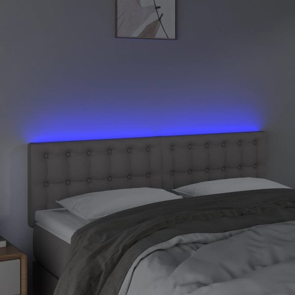vidaXL Κεφαλάρι κρεβατιού με LED, Γκρι, 144x5x78/88 cm, Συνθετικό Δέρμα